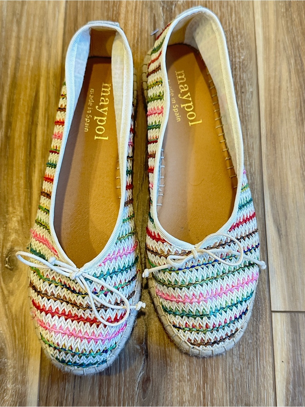Maypol Colorful Rainbow stripe Espadrille Flats Made in Spain Size 39 8.5 - Picture 3 of 6
